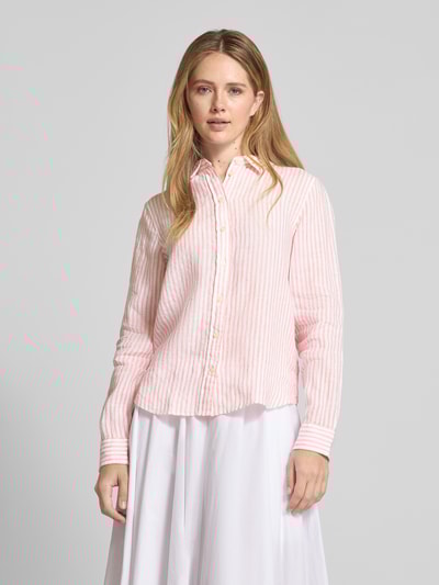 Gant Regular Fit Leinenhemdbluse mit Logo-Stitching Pink 4