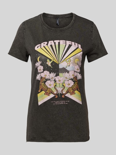 Only Regular Fit T-Shirt aus reiner Baumwolle mit Motiv-Print Modell 'LUCY LIFE' Black 2