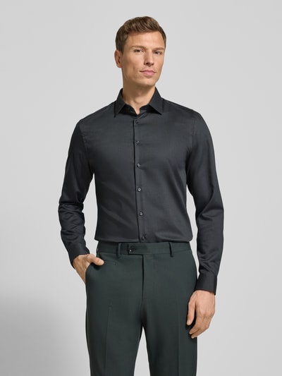 Jake*s Slim fit zakelijk overhemd van katoen met kentkraag Middengrijs - 4