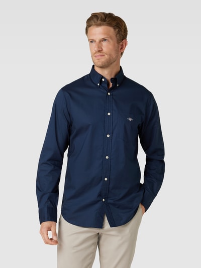 Gant Regular fit vrijetijdsoverhemd met borstzak, model 'POPLIN' Marineblauw - 4