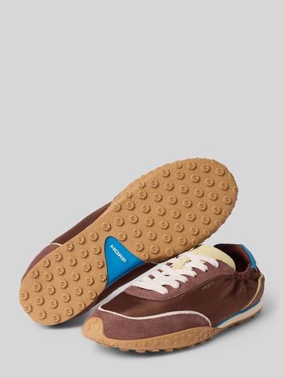 Produktfoto, Sneaker aus Leder-Mix mit Logo-Detail Modell 'Bridge' von HOFF in Braun, Profilierte Sohle, Schnürverschluss, Damen, 1 cm Absatzhöhe, 7 cm Schafthöhe, 10 cm Schaftweite