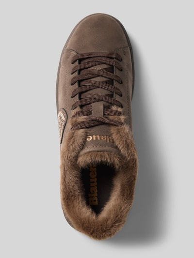 Produktfoto, Sneaker mit Logo-Detail van Blauer USA, dames sneakers met afgeronde pasvorm, met imitatiebont, vetersluiting, hakhoogte maat 40: 4 cm, schachthoogte maat 40: 8 cm, schachtbreedte maat 40: 10 cm, bruin met zachte textuur