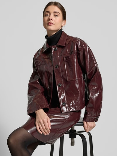 Neo Noir Jacke mit Hemdblusenkragen Modell 'Emilia' Bordeaux 3