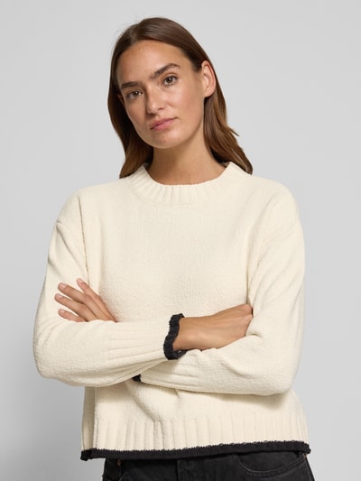 VERO MODA Regular fit gebreide pullover met contrastzoom, model 'SHADOW' Zand gemêleerd - 3