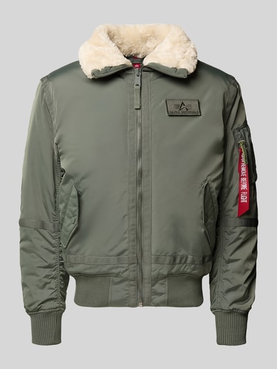 Alpha Industries Bomberjacke mit Reißverschluss und Label-Patch Oliv 2