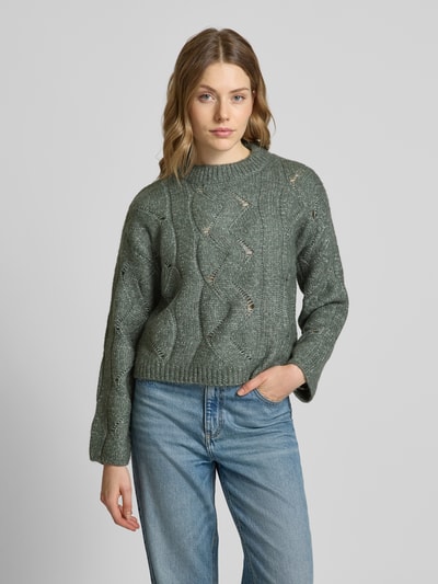 Vero Moda Sweter z dzianiny o kroju relaxed fit z dodatkiem wełny model ‘LINA’ Trzcinowy 4