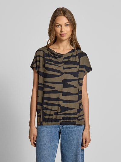 OPUS T-Shirt mit Wasserfall-Ausschnitt Modell 'Sapaya' Khaki 4