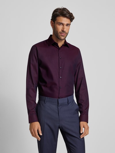 Jake*s Regular Fit Business-Hemd mit Kentkragen Aubergine 7