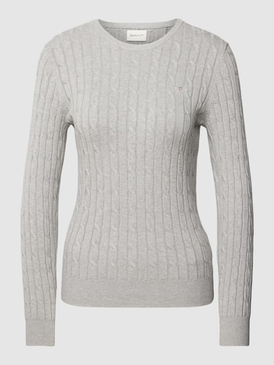 Gant Gebreide pullover met kabelpatroon Middengrijs - 2