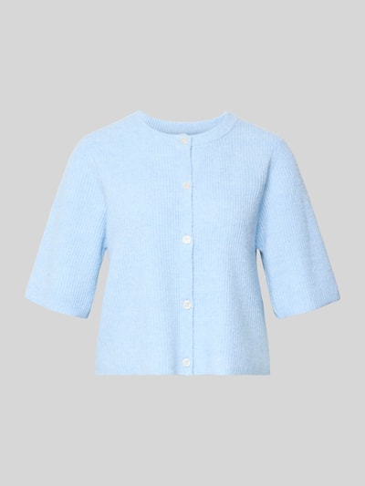 PIECES Regular Fit Strickjacke mit Woll-Anteil Modell 'SILLY' Hellblau Melange 2