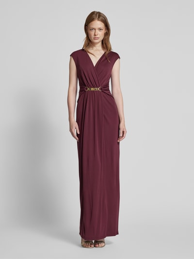 Lauren Ralph Lauren Abendkleid mit Taillengürtel Modell 'PAHJA' Bordeaux 4