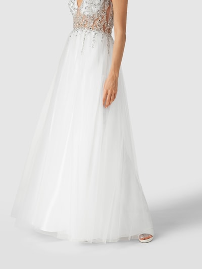 Mascara Abendkleid in Maxilänge aus Tüll Offwhite 3