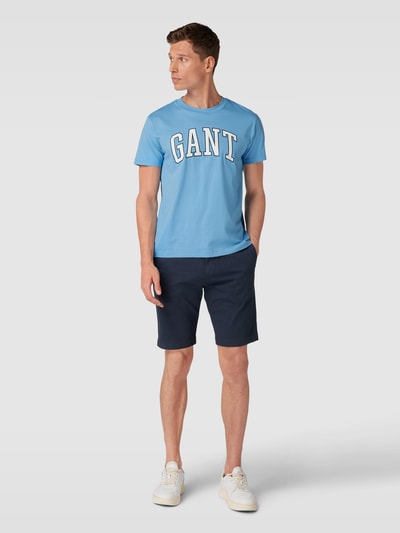 Gant T-Shirt mit Label-Print Hellblau 1