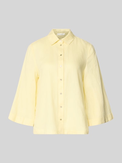 Produktfoto, Relaxed Fit Leinenbluse mit 3/4-Arm von Christian Berg Woman aus reinem Leinen, hellgelb, Hemdblusenkragen, Knopfleiste, glatte Textur