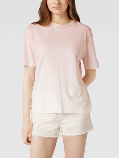 HUGO T-Shirt mit Label-Patch Modell 'Girlfriend' Hellrosa 4
