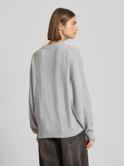 Review Oversized Strickpullover mit Rundhalsausschnitt Hellgrau Melange 5