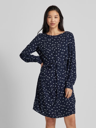 Tom Tailor Knielange jurk met all-over motief Marineblauw - 4