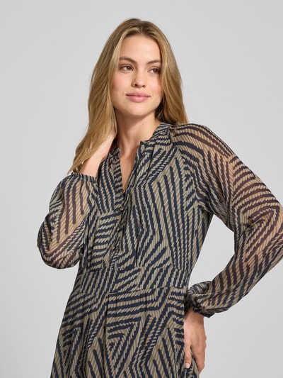 More & More Długa sukienka z kołnierzem z lamówką Trzcinowy 3