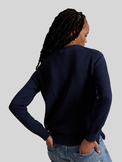 Polo Ralph Lauren regular fit pullover van mix van katoen en linnen met polo bear-stitching Marineblauw - 5
