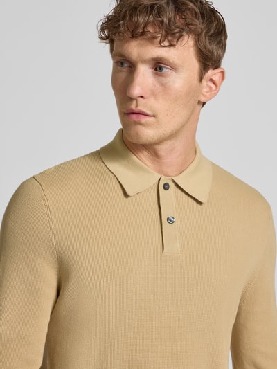 Christian Berg Men Slim fit poloshirt met knoopsluiting Zand - 3