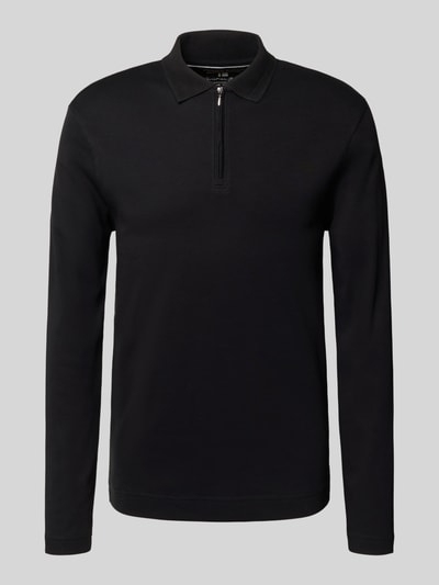 Christian Berg Men Slim Fit Poloshirt mit Reißverschluss Black 2