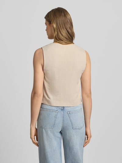 PIECES Regular Fit Weste aus Viskose-Leinen-Mix Modell 'VINSTY' Beige 5