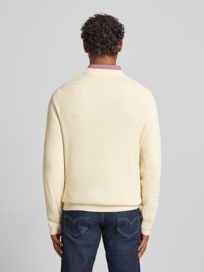 GANT Strickpullover mit Strukturmuster und Label-Stitching Offwhite 5