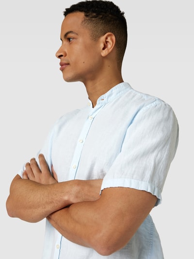 Better Rich Regular fit vrijetijdsoverhemd van puur linnen met maokraag Lichtblauw - 3