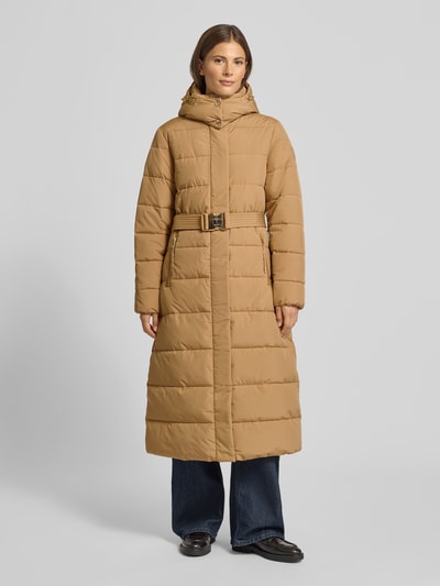 JOOP! Gewatteerde lange jas met capuchon, model 'Cassandra' Camel - 4