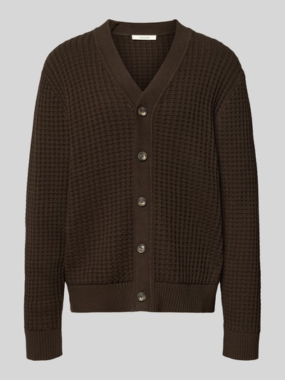 SELECTED HOMME Regular fit gebreid jack van puur katoen, model 'TOM' Chocoladebruin - 2