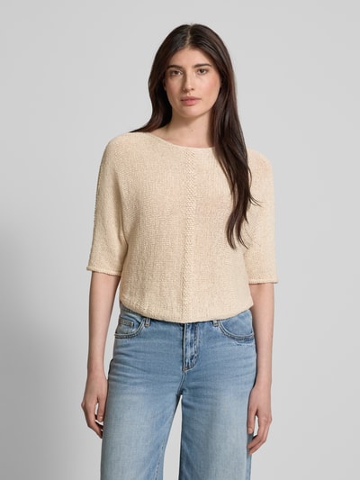 Oui Gebreide pullover met 1/2-mouwen Beige - 4
