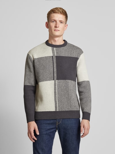 SELECTED HOMME Sweter z dzianiny z okrągłym dekoltem model ‘MEIO’ Średnioszary 4