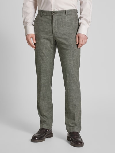 JOOP! Collection Slim fit pantalon met structuurmotief, model 'Hank' Olijfgroen - 4