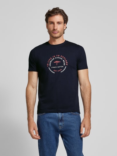 Fynch-Hatton T-Shirt mit Label-Print Marine 4