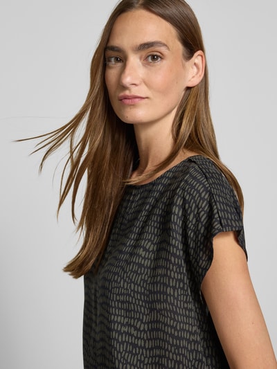 OPUS Top bluzkowy o kroju regular fit z czystej wiskozy model ‘Ferena splash’ Granatowy 3