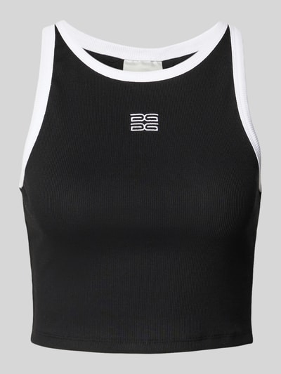 Gestuz Korte top met labelstitching, model 'drew' Zwart - 2