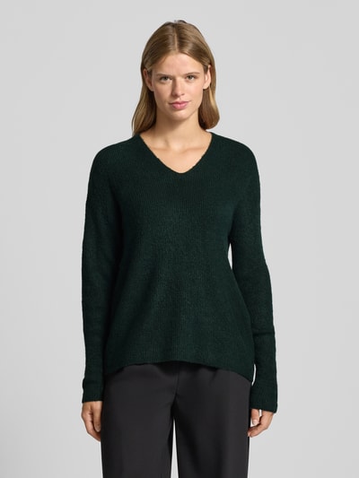 Only Regular Fit Strickpullover mit V-Ausschnitt Modell 'CAMILLA' Dunkelgruen 4