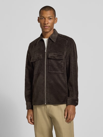 DRYKORN Regular Fit Cordjacke aus Baumwoll-Mix Dunkelbraun 4
