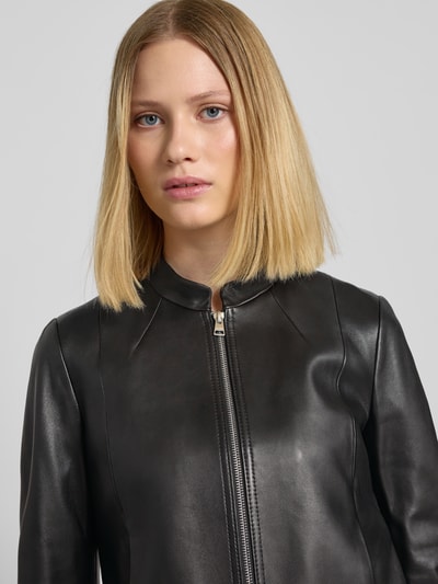 HUGO Lederjacke mit Ziernähten Modell 'Lasari' Black 3