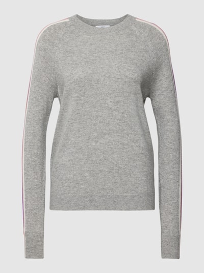 Jake*s Casual Gebreide pullover van kasjmier met contraststrepen Zilver gemêleerd - 2