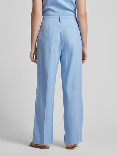 mbyM Wide leg linnen broek met bandplooien, model 'Cristiana' Lichtblauw - 5