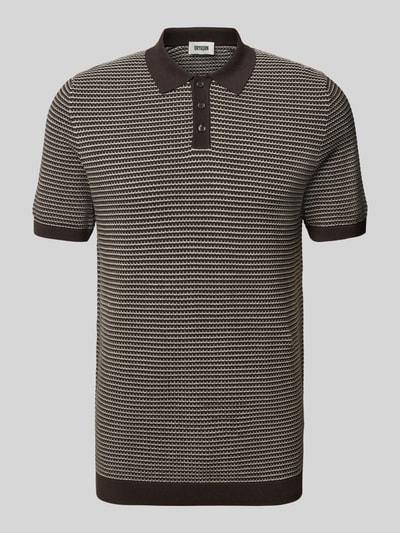 Produktfoto, Slim Fit Strick-Poloshirt in Two-Tone-Machart Modell 'Triton' von Drykorn aus Reine Baumwolle in Braun mit feiner Struktur
