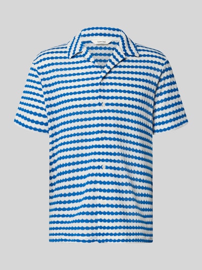 Produktfoto, Relaxed Fit Poloshirt aus Baumwoll-Mix Modell 'DYLAN' von SELECTED HOMME, biało-niebieski wzór, krótki rękaw, drobna dzianina