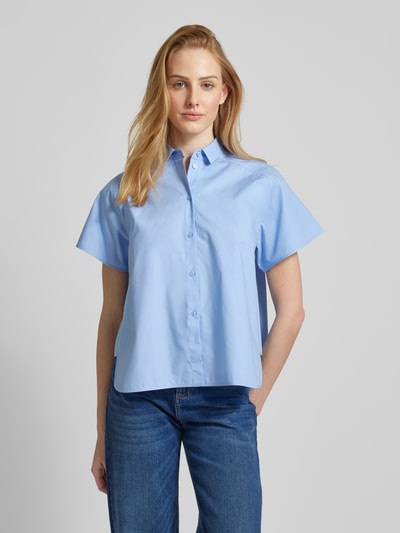 BOSS Black Women Blusenshirt mit überschnittenen Schultern in weiss Hellblau 4