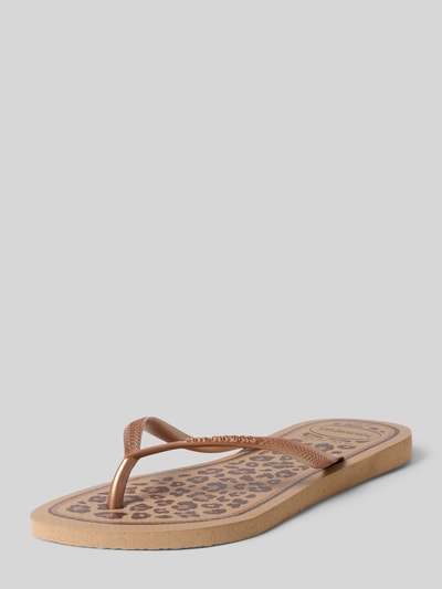 Productfoto, teenslippers van Havaianas, comfortmodel, slim fit, model 'ANIMALS', labeldetail, hakhoogte maat 39/40: 1 cm, dierenprint.