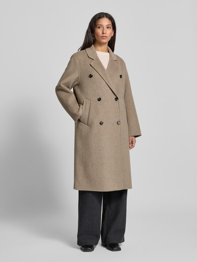 Stefanel Lange jas met reverskraag en steekzakken Beige gemêleerd - 4