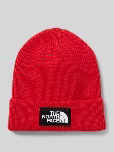 The North Face Beanie in gebreide look met logopatch, model 'Box' Rood - 1