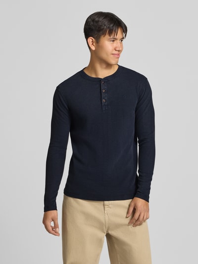 Superdry Longsleeve met structuurpatroon en knoopsluiting Marineblauw - 4
