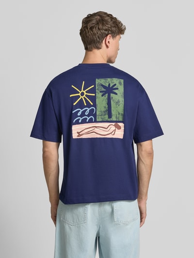 Selected t-shirt o kroju relaxed fit z czystej bawełny model 'NORMAN' Granatowy 5