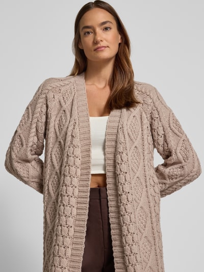 Apricot Longcardigan mit gerippten Abschlüssen Taupe 3